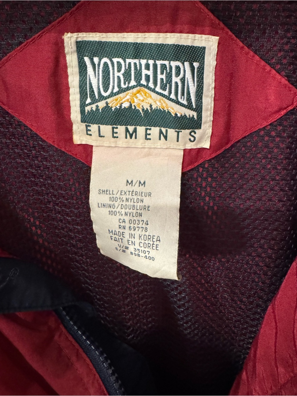 Vintage Northern Elements Windbreaker Jacket Men’s Medium Red Yellow Hooded - Picture 4 of 11